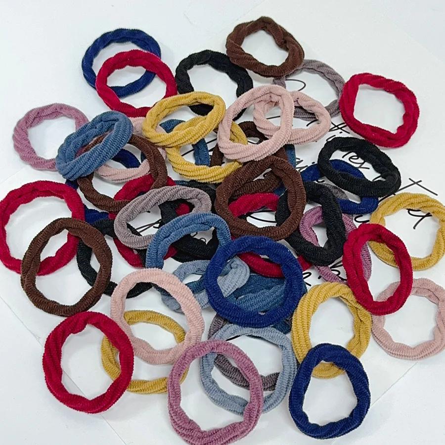 Lot de 50 élastiques à cheveux colorés sans couture pour femmes et filles, attaches pour queue de ch
