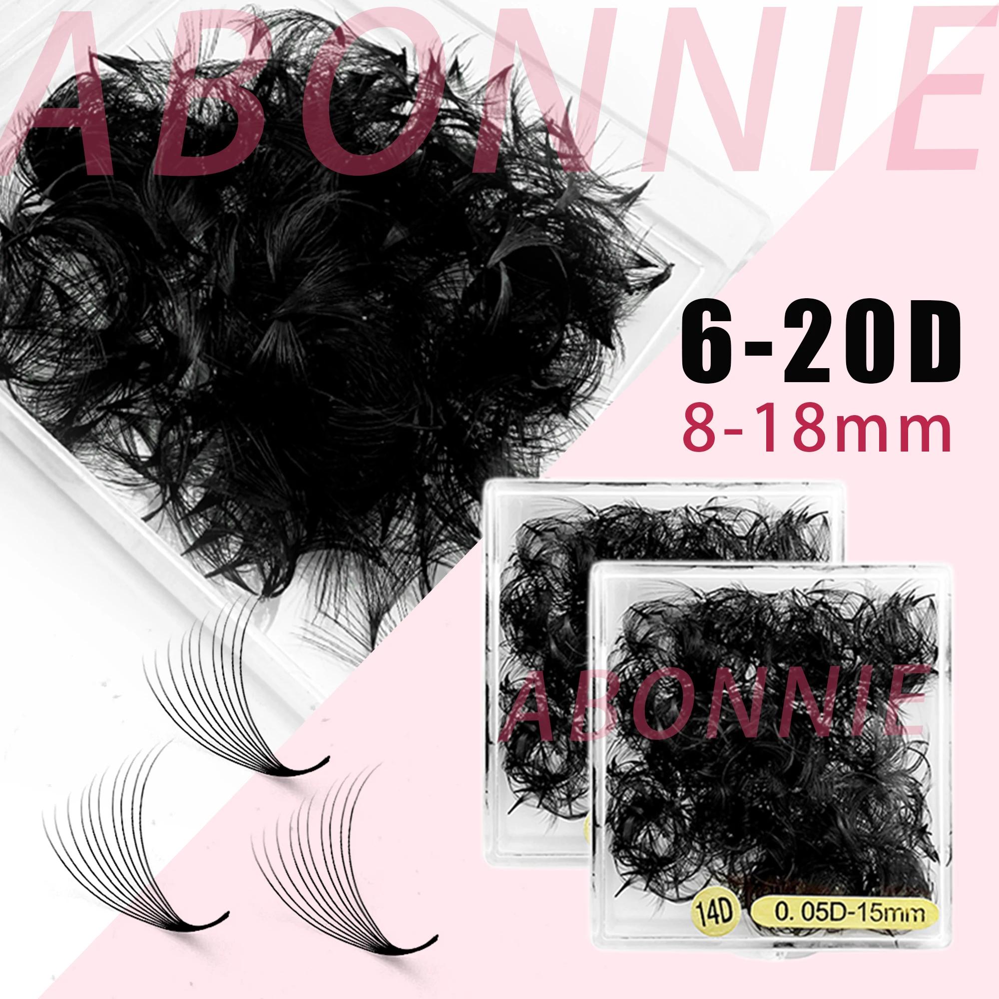 Abonnie 18mm Extensions de cils pré-faits en éventail à base pointue pour volume intense