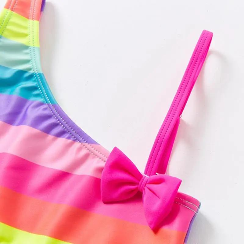 Maillot de bain fille Bluey Rainbow, tenue de plage d'été avec nœud, ensemble tankini 2 pièces pour