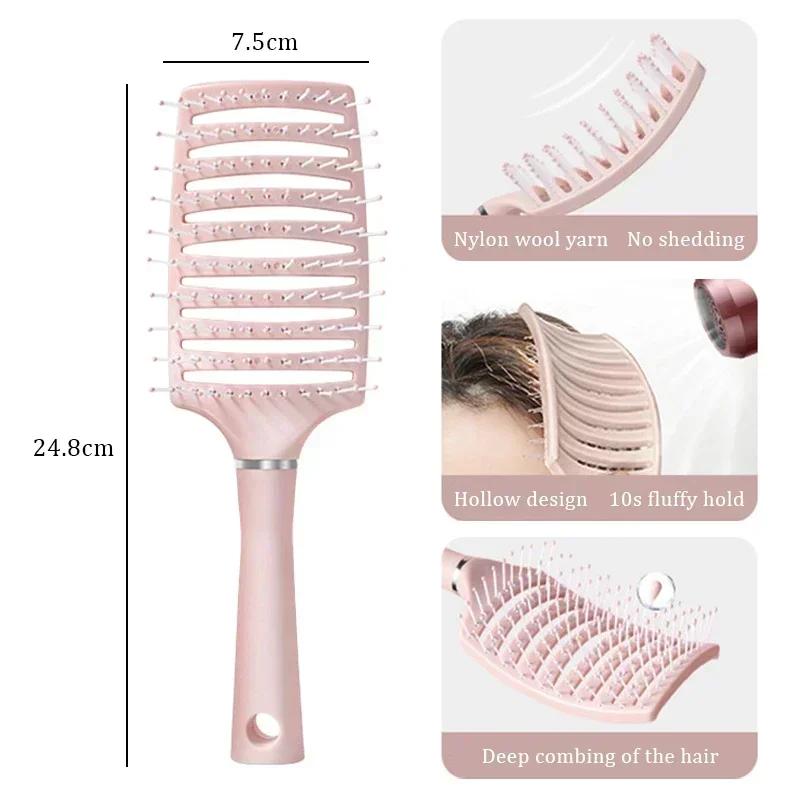 Brosse à cheveux démêlante, peigne de Massage du cuir chevelu creux, peigne à dents larges, brosse d