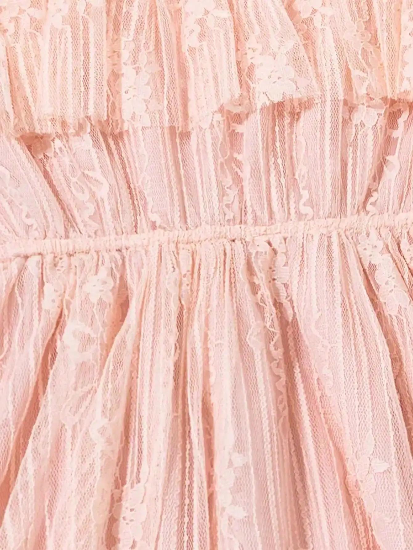 Robe de princesse en dentelle de style coréen, couleur unie, légèrement élastique, coupe ajustée pou