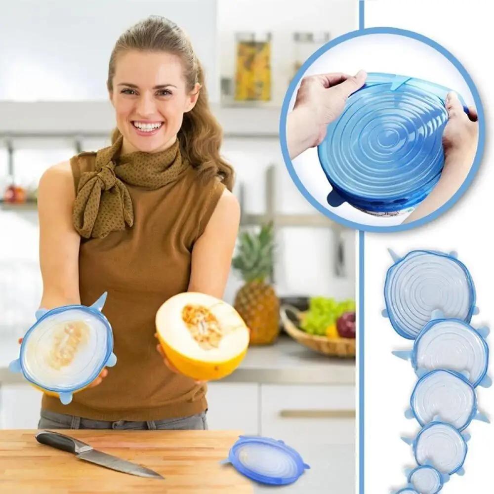 Couvercles extensibles en Silicone, 6/12 pièces, couvercle de joint alimentaire réutilisable pour Po