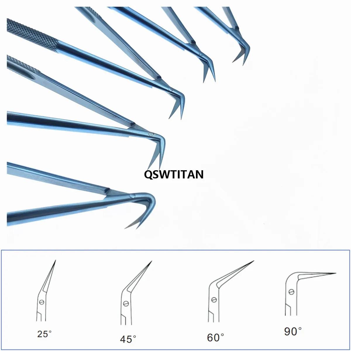 Micro ciseaux en titane micro chirurgical, ciseaux à angle, instruments neurochirurgicaux, instrumen