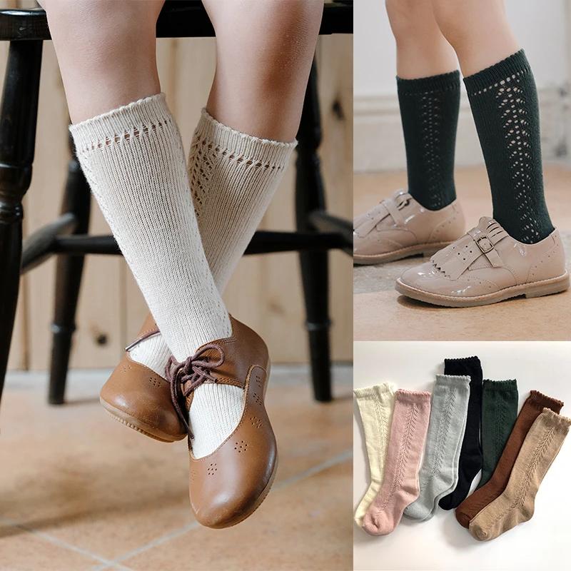 1 paire 100% coton enfants chaussettes hautes bébé filles garçons printemps automne coton maille res