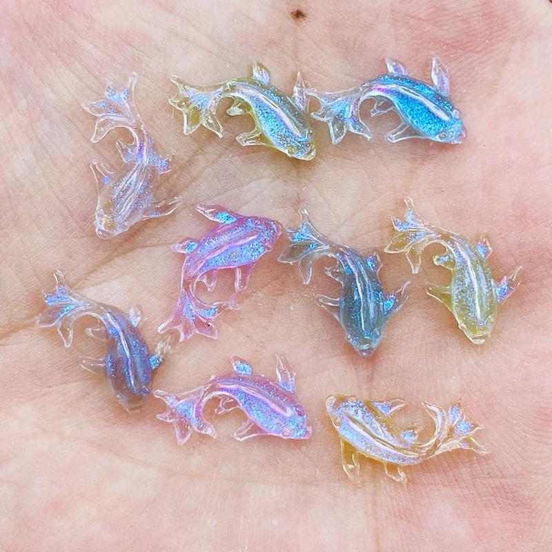 100 pièces nouveau mignon Mini Kawaii couleur petit poisson rouge résine Figurine artisanat Flatback