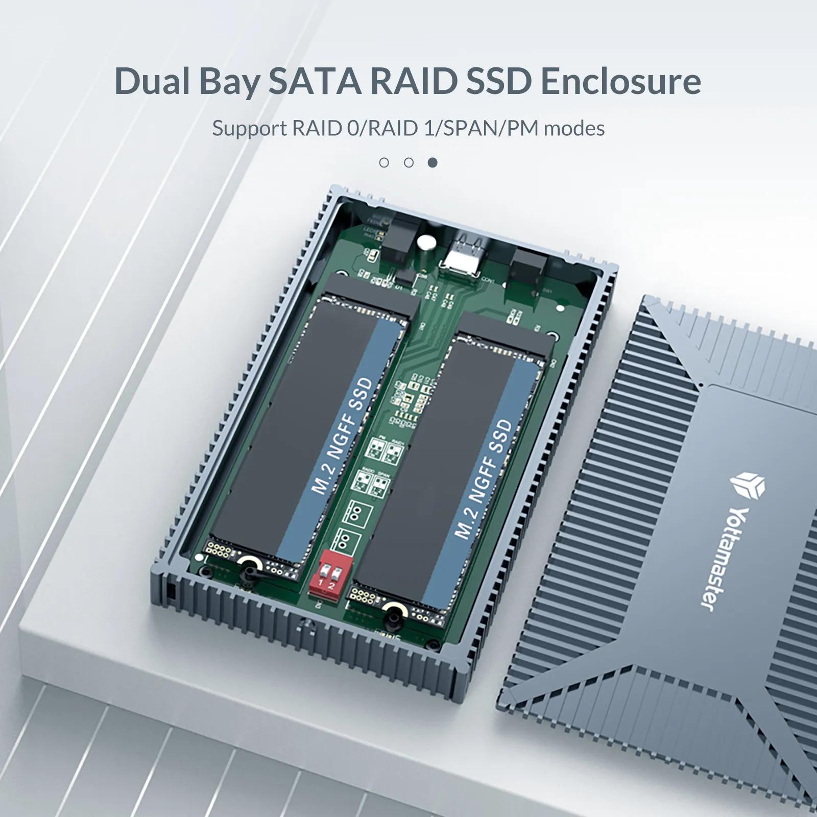 Yottam84- Boîtier de disque dur externe SATA RAID, 10Gbps, M.2 NGFF SATA SSD, prise en charge du mod