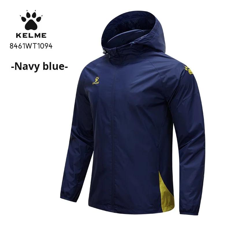 Kelme-Veste de sport à capuche pour homme et femme, coupe-vent, imperméable, football, entraînement