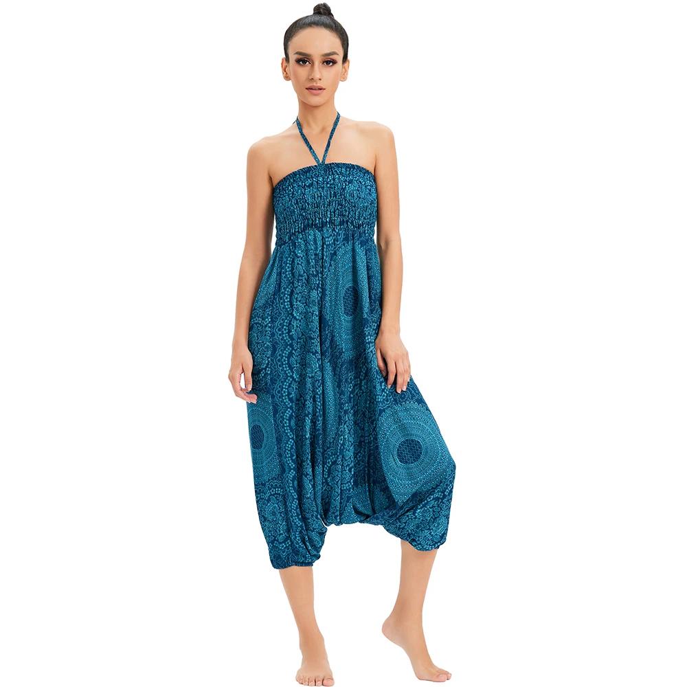 Pantalon bohème femmes pantalons Mujer Hippie taille haute rayonne Harem Baggy Boho Yoga vêtements d