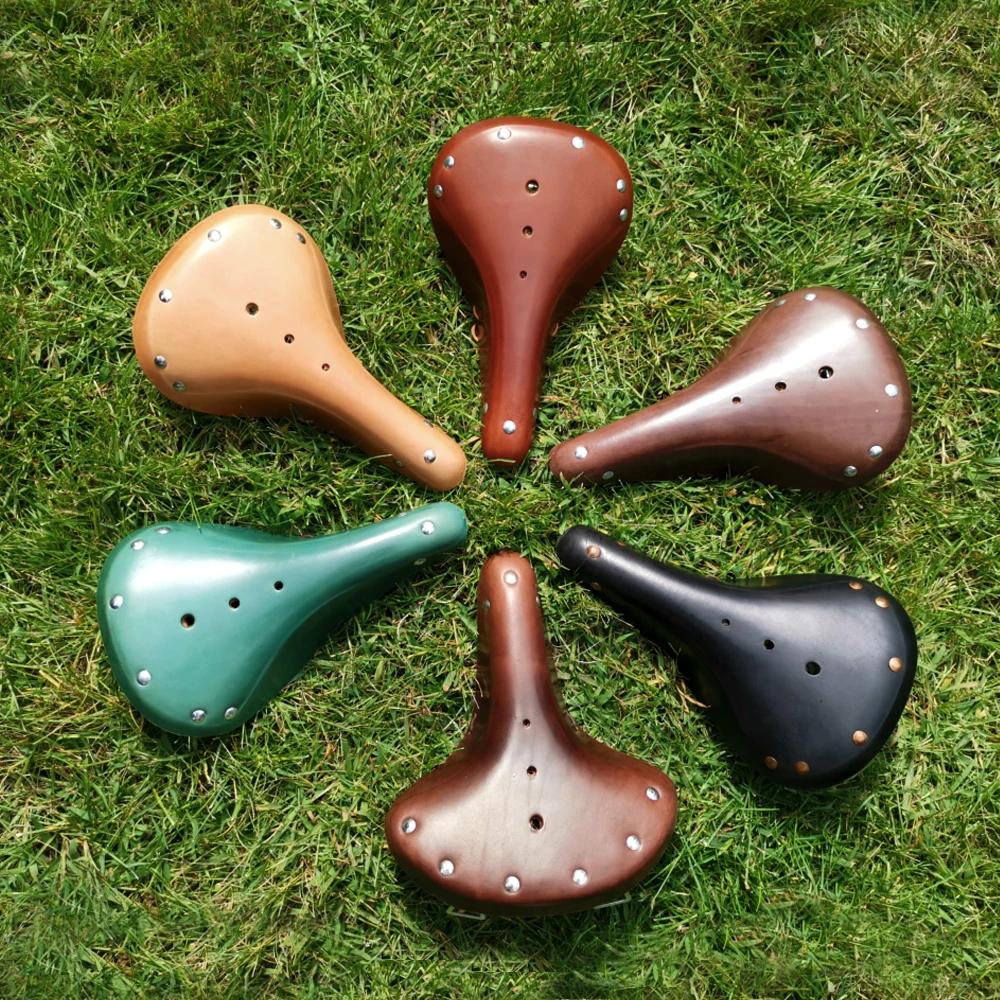 FREE-Vélo dehors Selle Cyclisme Accessoires Rétro Vintage Vélo Selle Pur Peau De Vache À La Main bau