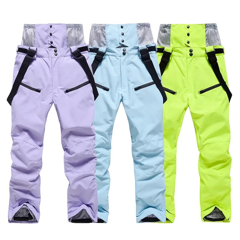 Pantalon de ski coupe-vent pour homme et femme, pantalon à bretelles imperméable, protection de la t