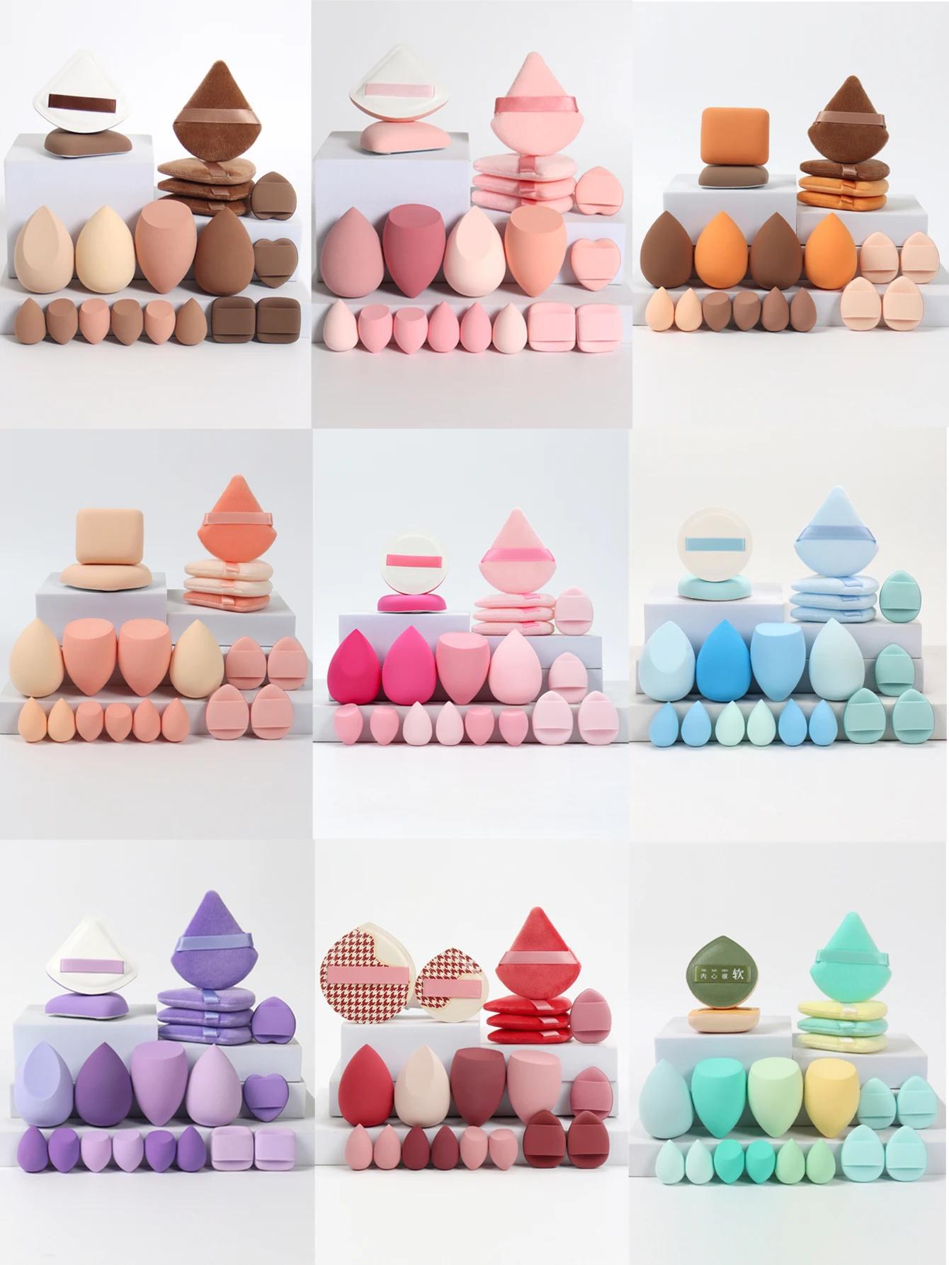 Ensemble d'éponges de maquillage et de bouffantes de maquillage roses, 20 pièces, adaptées à la crèm