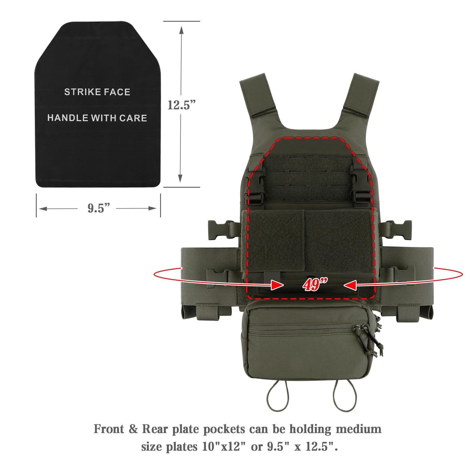 KRYDEX – gilet tactique porte-plaque lisse à basse visibilité, avec ceinture élastique, Micro combat