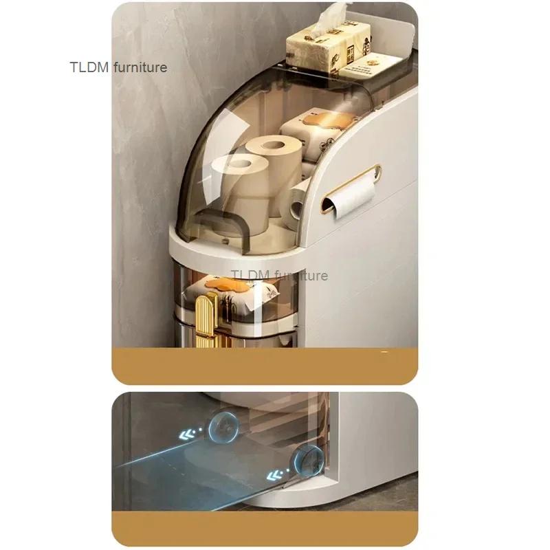 HOGap-Armoire de Rangement T1 pour Toilettes avec Couvercle Étanche, Installation Gratuite, Armoire