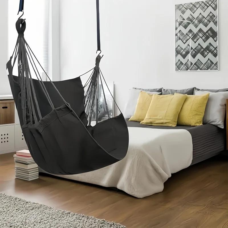 1 chaise hamac suspendue avec sac de rangement pour patio extérieur, balcon, véranda, chambre intéri