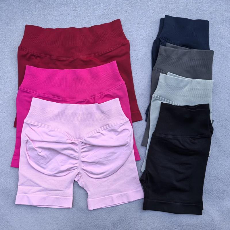 Short de sport pour femmes, short de motard, Fitness, bande côtelée basse, short de Yoga, entraîneme