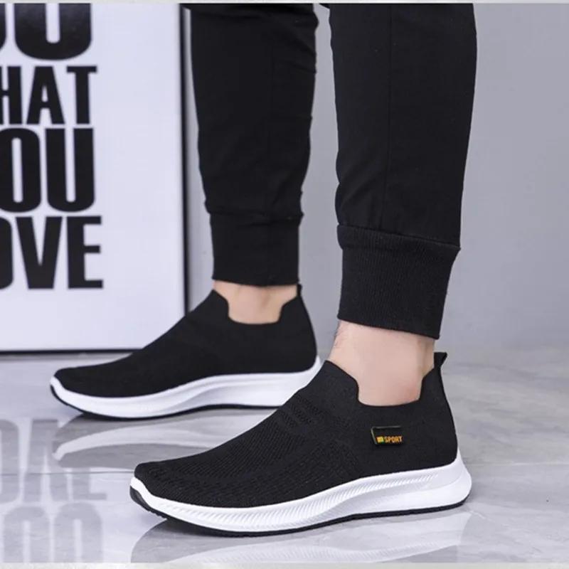 Hommes chaussures de marche tricot maille respirant baskets légères baskets à enfiler hommes chaussu