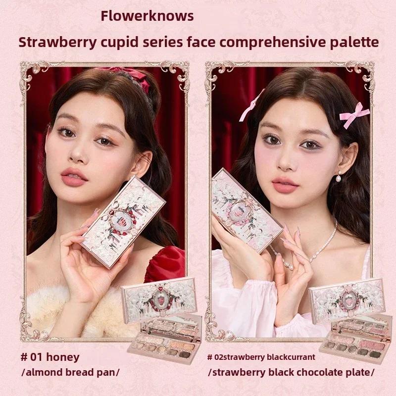 Boîte Gif de maquillage cupidon aux fraises, fard à paupières liquide, joues, lèvres rouges, poudre