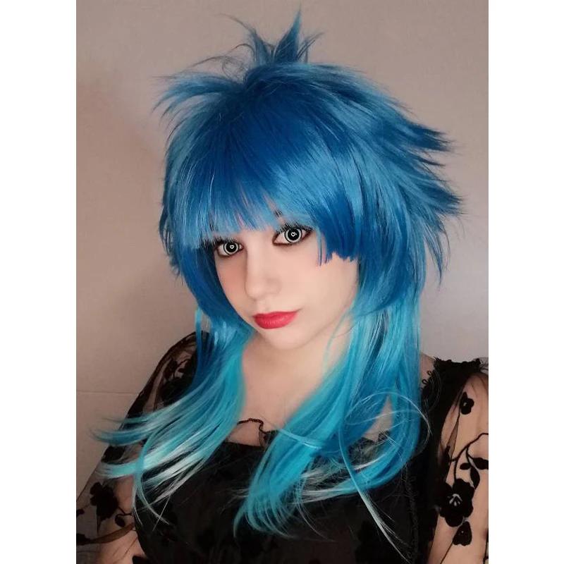 Meurtre dramatique DMMD Seragaki Aoba Cosplay Costume perruque de fête deux tons bleu Ombre cheveux