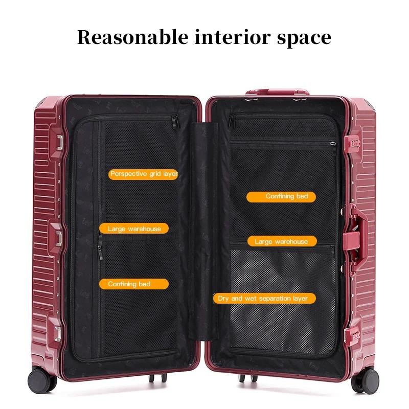 Valise à poignée large valise de voyage hommes 20 24 26 bagage à main femmes PC cadre en aluminium b