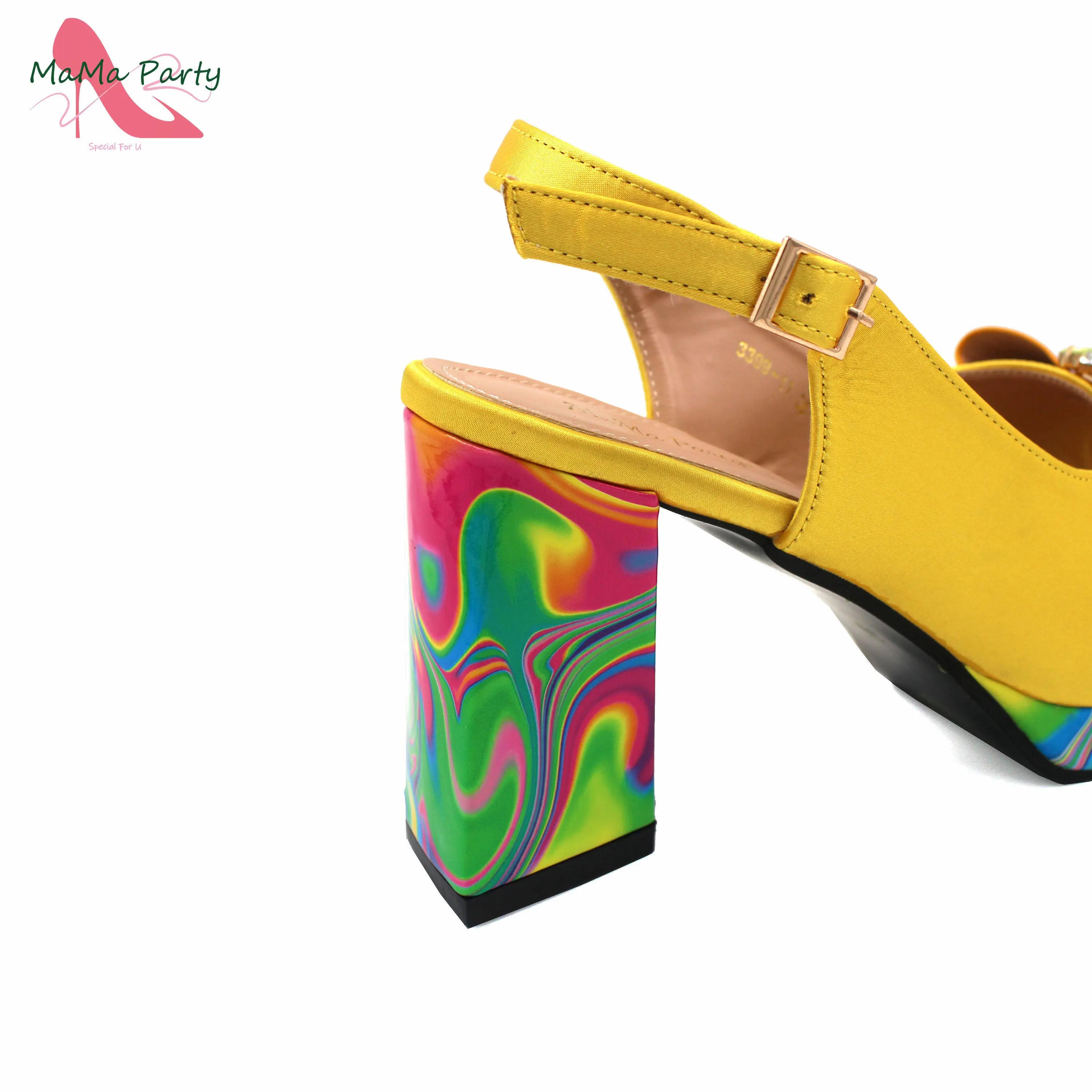 Chaussures Italiennes et Sac à Talons Super Hauts pour Femme, Sandales Africaines Jaunes pour ixde M