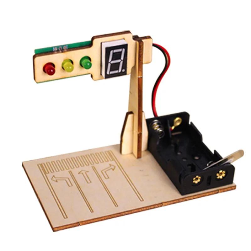 Modèle de feux de circulation en bois pour enfants, jouet scientifique, technologie amusante, Kit d'