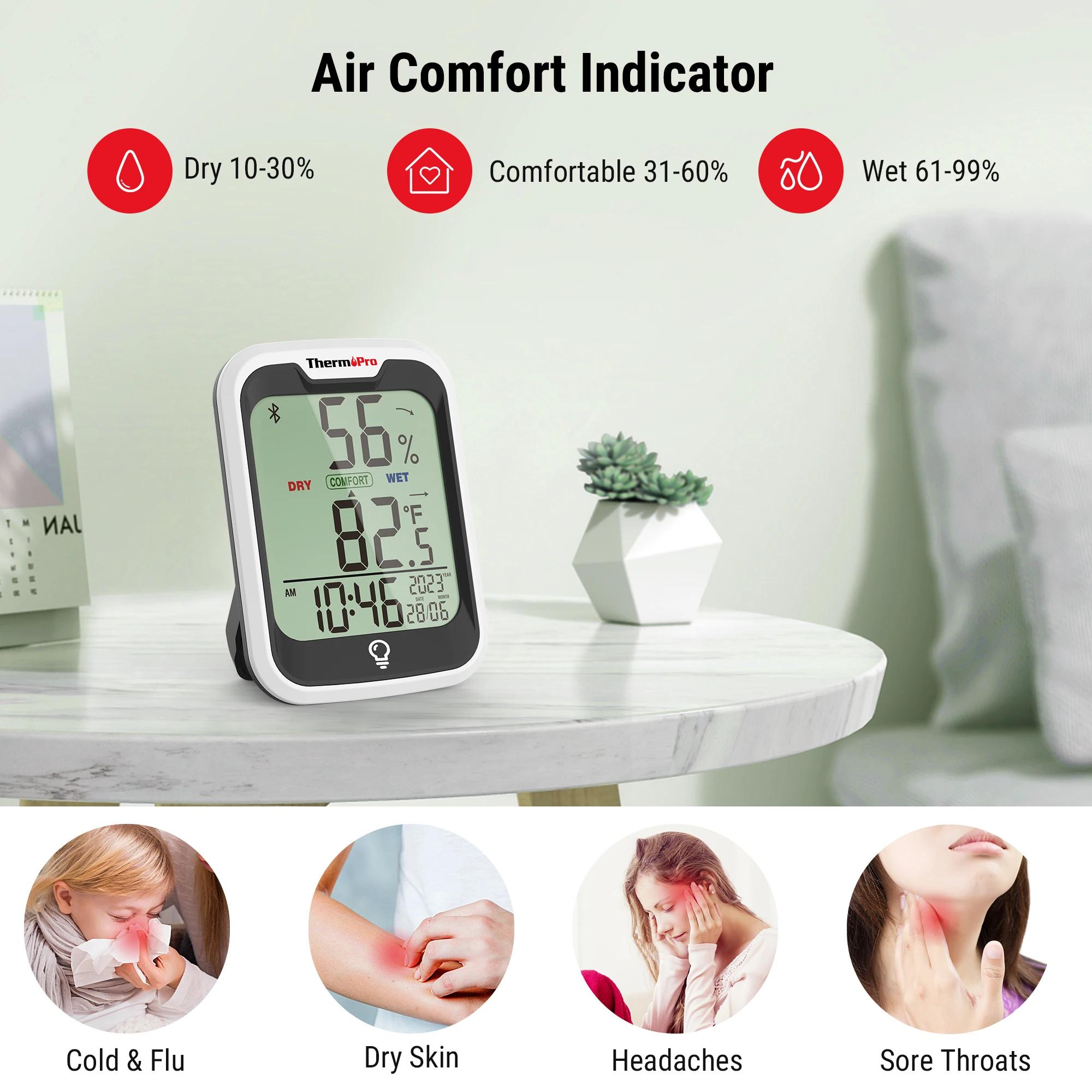 ThermoPro TP358 rétro-éclairage Bluetooth, Station météo à chiffres, thermomètre et hygromètre d'int