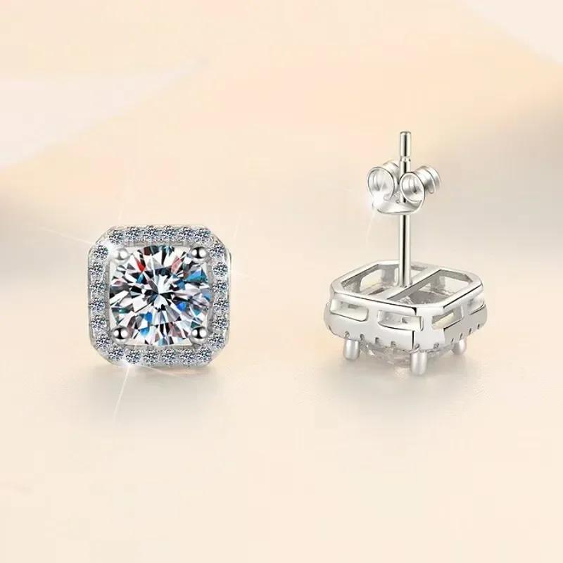 DISINIYA – boucles d'oreilles couleur Mosonite, sac carré, bijoux de mariage, fête simple et à la mo