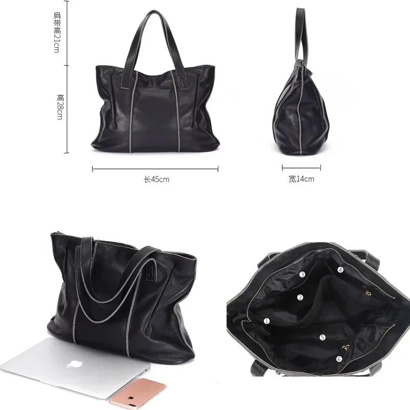 Sac à main en cuir de vache pour femmes, grande capacité, rétro, mode, sacs de luxe pour dames, sac