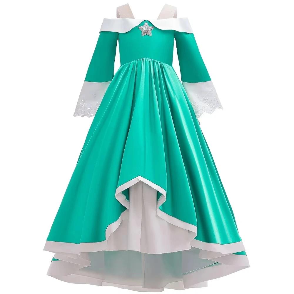 Nouvelle robe Rosalina bleue pour filles, costume d'halloween, robe de princesse pour jeu de rôle, v