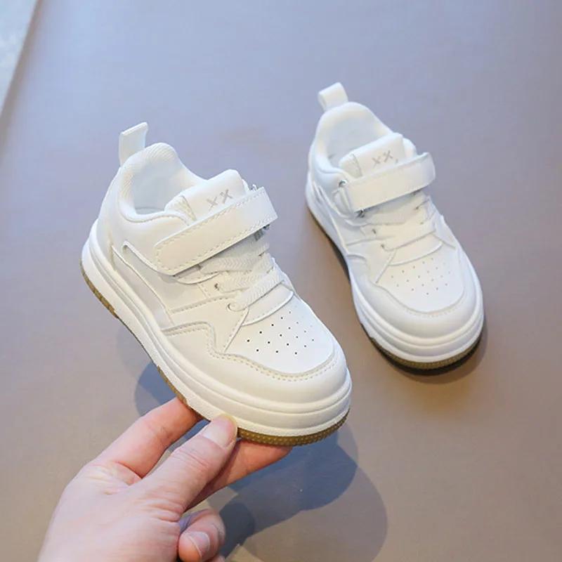Chaussures blanches pour enfants printemps et automne chaussures de sport pour enfants anti-dérapant