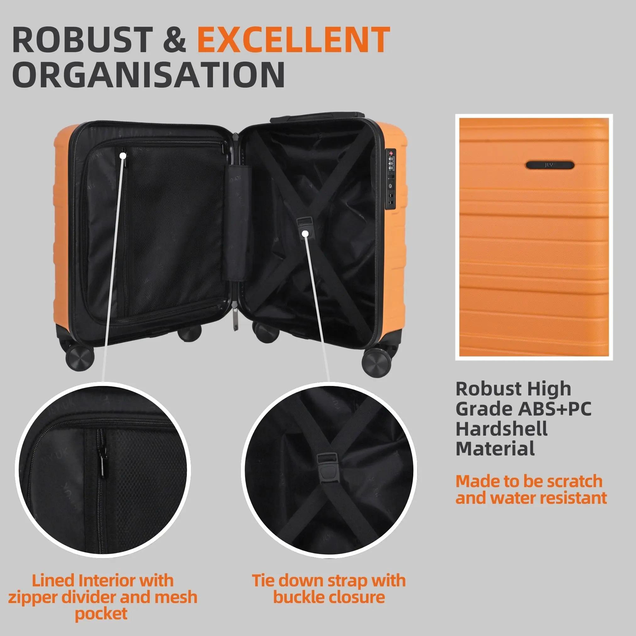 Valise cabine JLY 45x36x20cm pour EasyJet, serrure TSA, coque rigide, légère, 4 roues pivotantes, sa