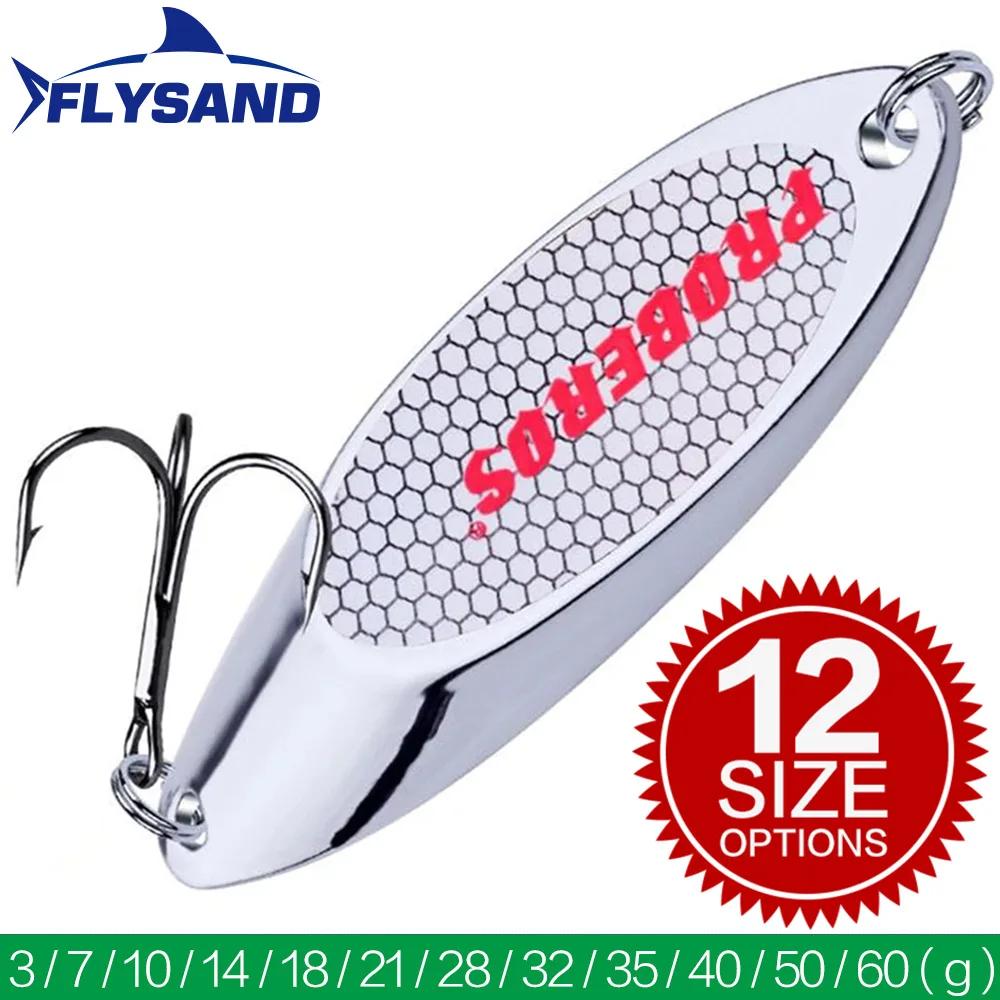 FLYSAND appât dur cuillère en argent leurre de gabarits crochet triple en métal lame de moulage Spin