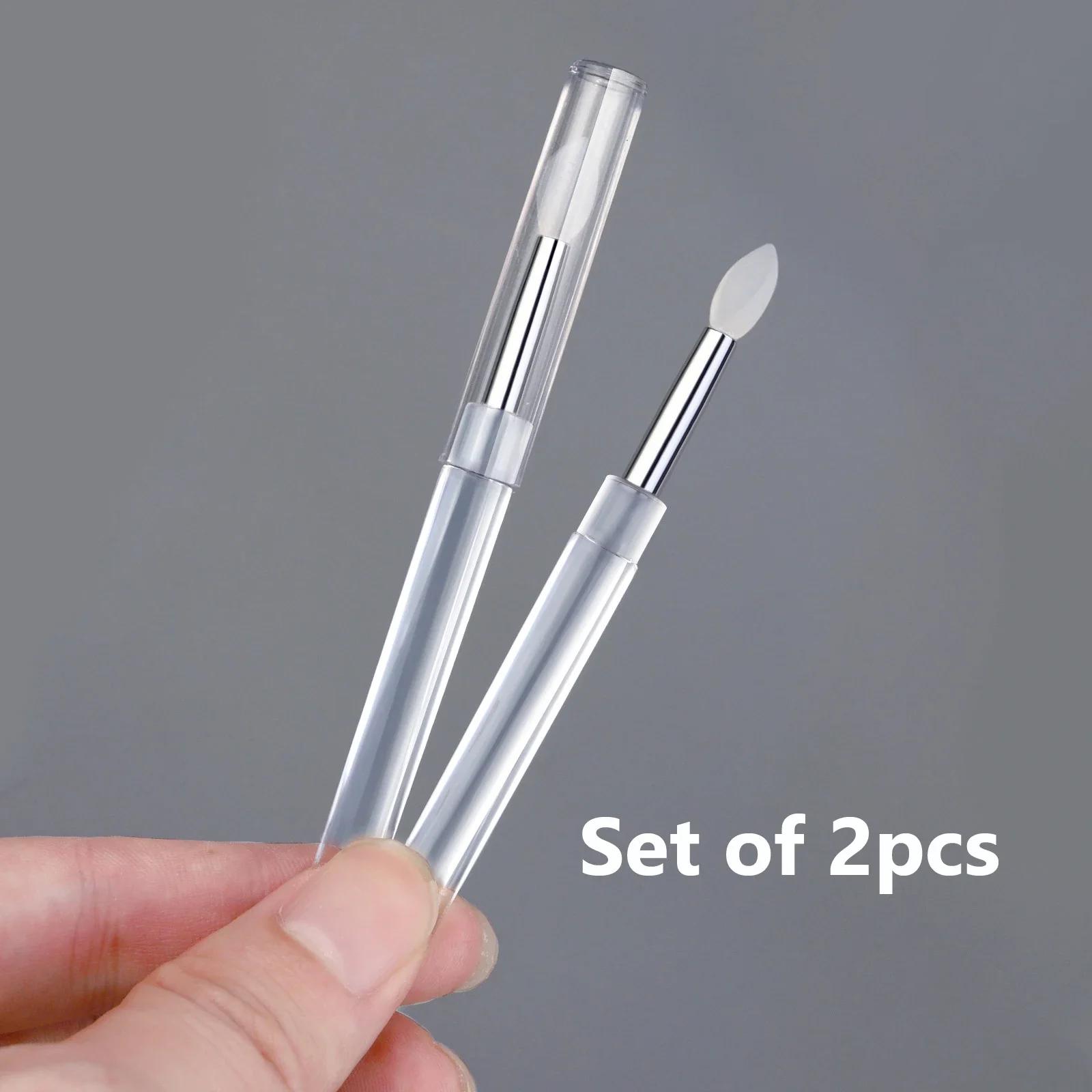 Brosse en Silicone transparente pour Nail Art, bâton applicateur de pigments chromés en poudre à pai