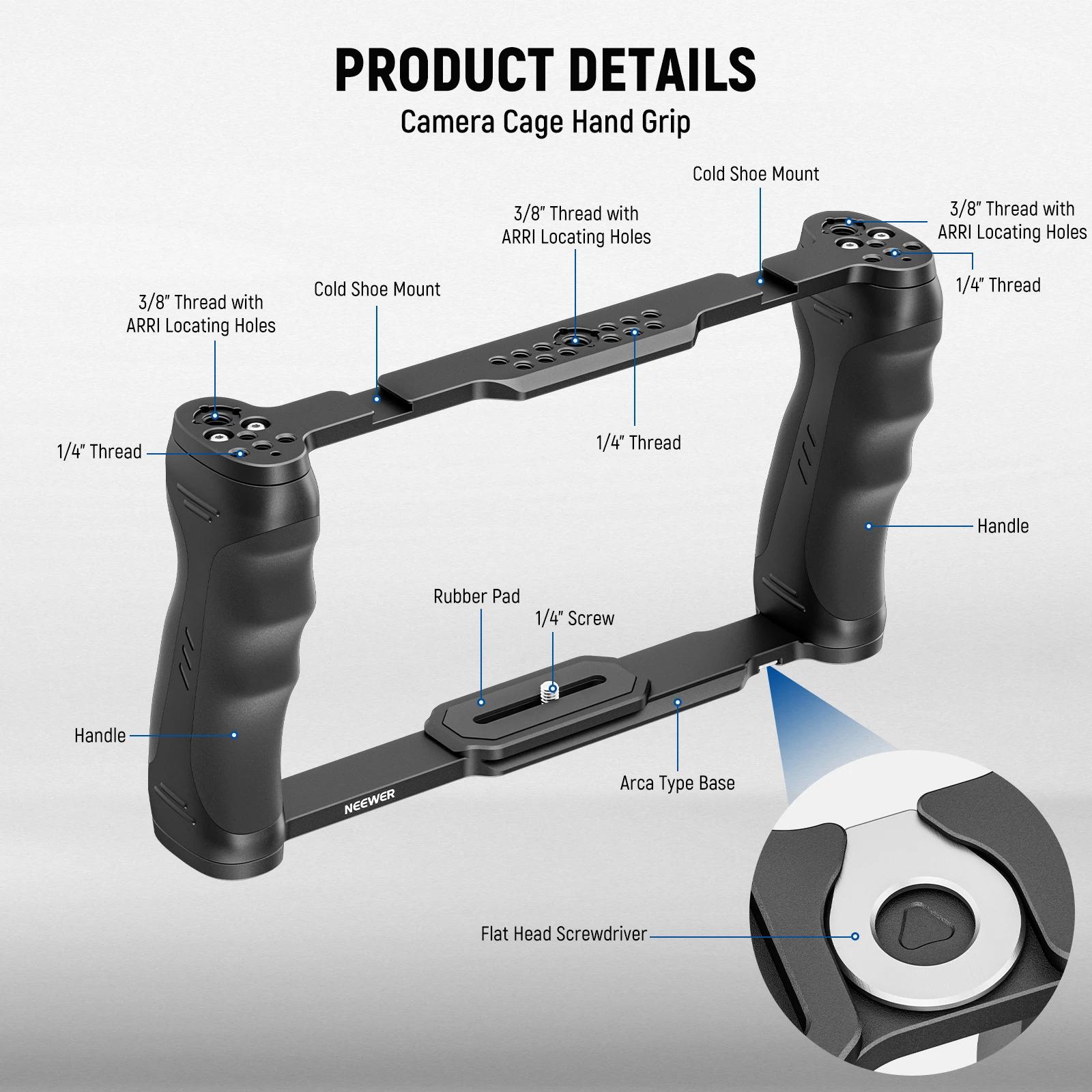 NEEpacks-Stabilisateur de caméra universel avec poignée supérieure, kit de localisation ARRI 3/8 ",