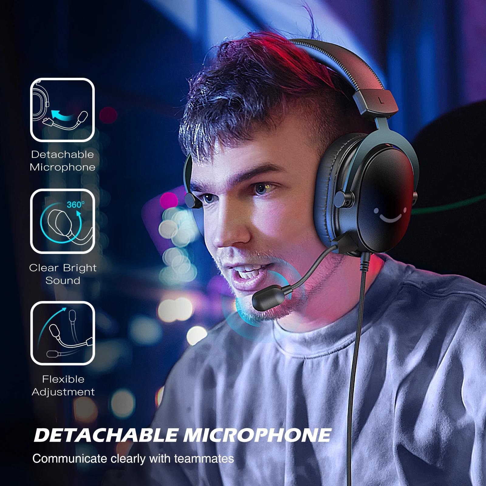 Casque FIFINE, prise 3.5mm et téléphone de sauna USB avec son surround 7.1/contrôle du volume/interr
