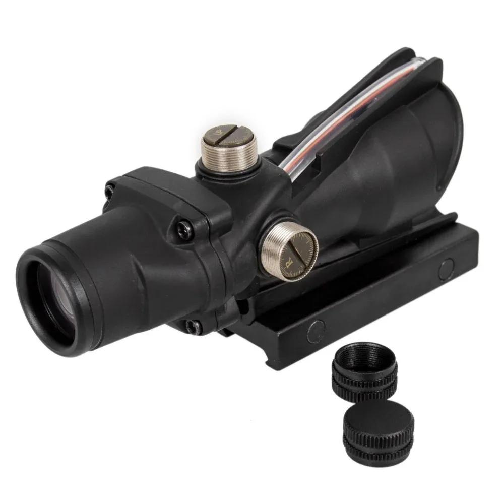 Lunette de chasse 4x32 avec fibres optiques réelles, point rouge vert, réticule gravé éclairé, viseu