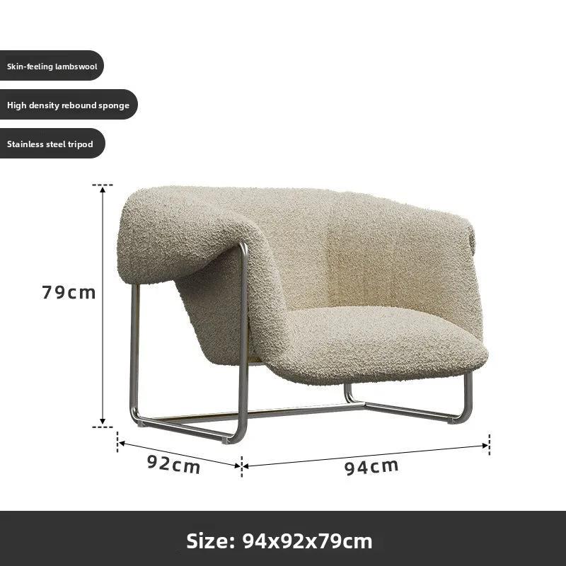 Canapé simple de luxe nordique, chaise de salon en cachemire et acier inoxydable, meubles de maison,