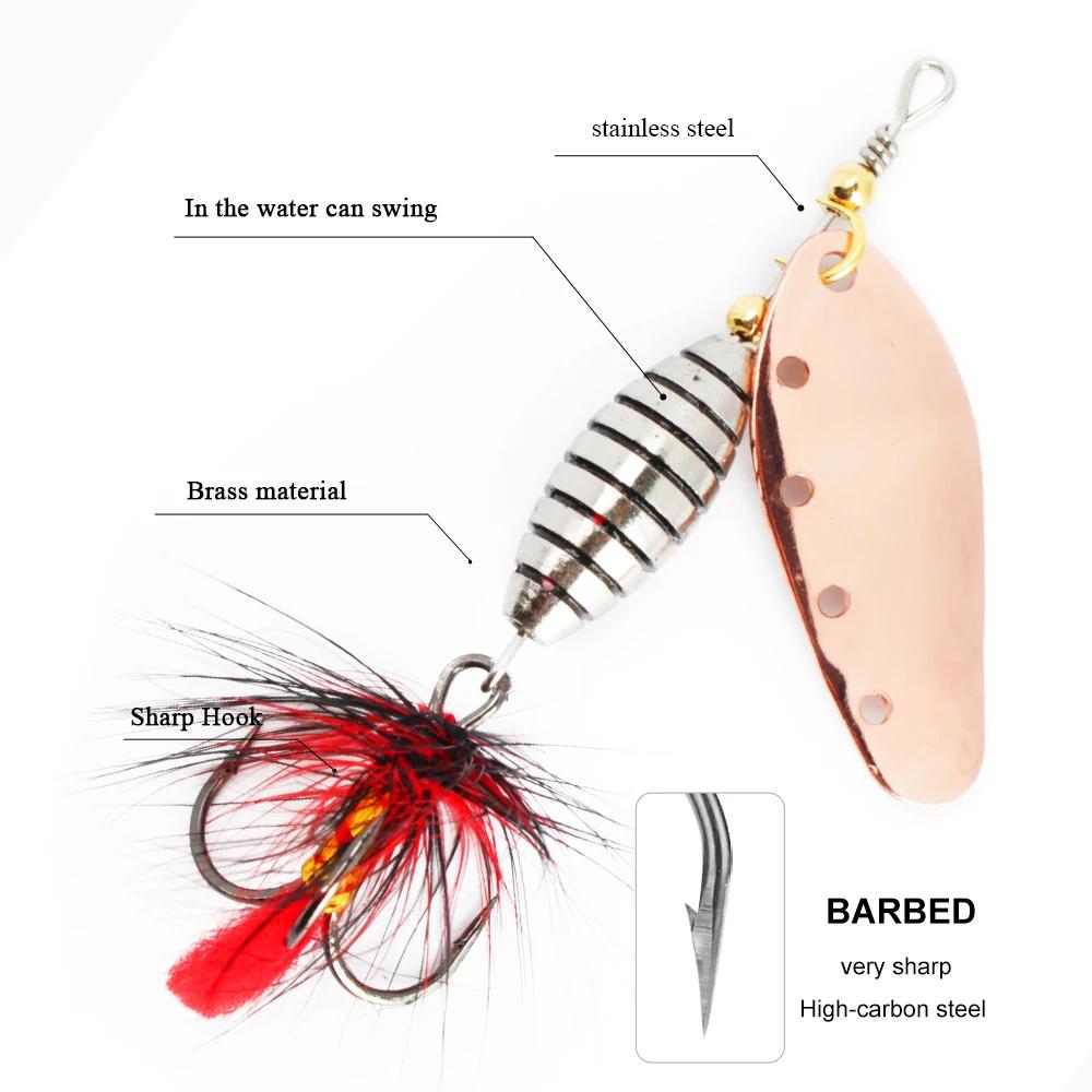 FISH KING Spinner appât 6g 12g 16g rotatif Spinners cuillère leurre brochet métal avec plume triple
