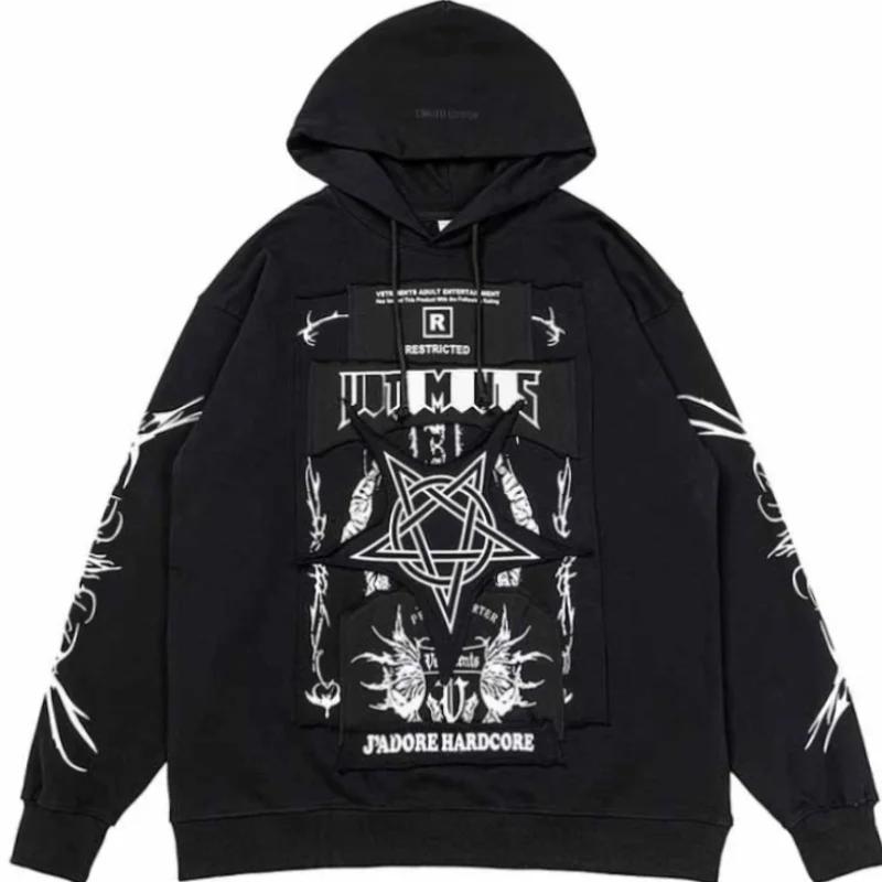 Sweat-shirts à capuche oversize pour femmes et hommes avec logo VT Pentagram brodé, collection autom