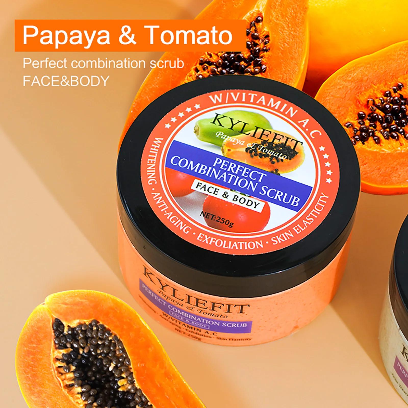 Gommage combiné papaye et tomate, réduit les taches, blanchissant, exfoliant, hydratant, peau lisse,