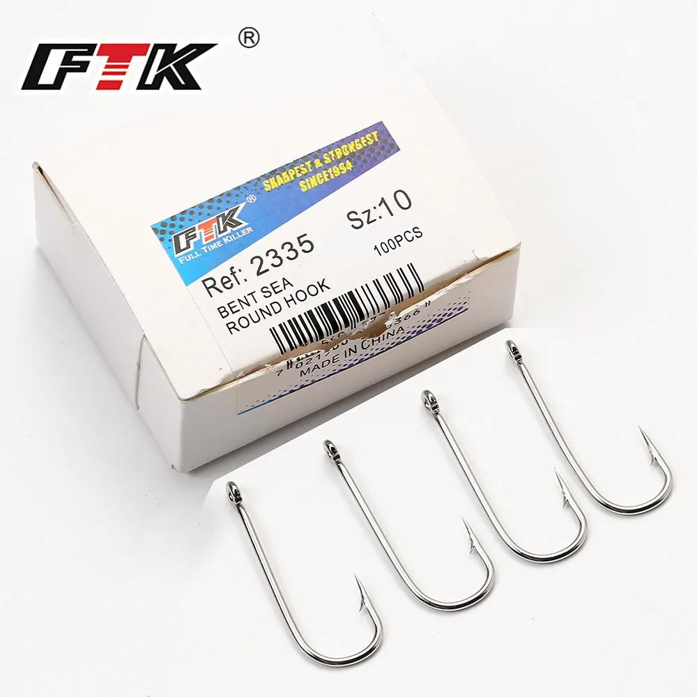 FTK rond Nickel grand hameçon de mer annelé 10 #-20 # 100 pièces/boîte hameçons de mer pliés de norv