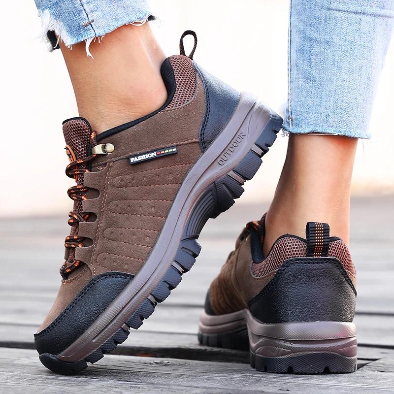 Chaussures de randonnée en daim rétro pour femmes, baskets à plateforme tactique, antidérapantes, po