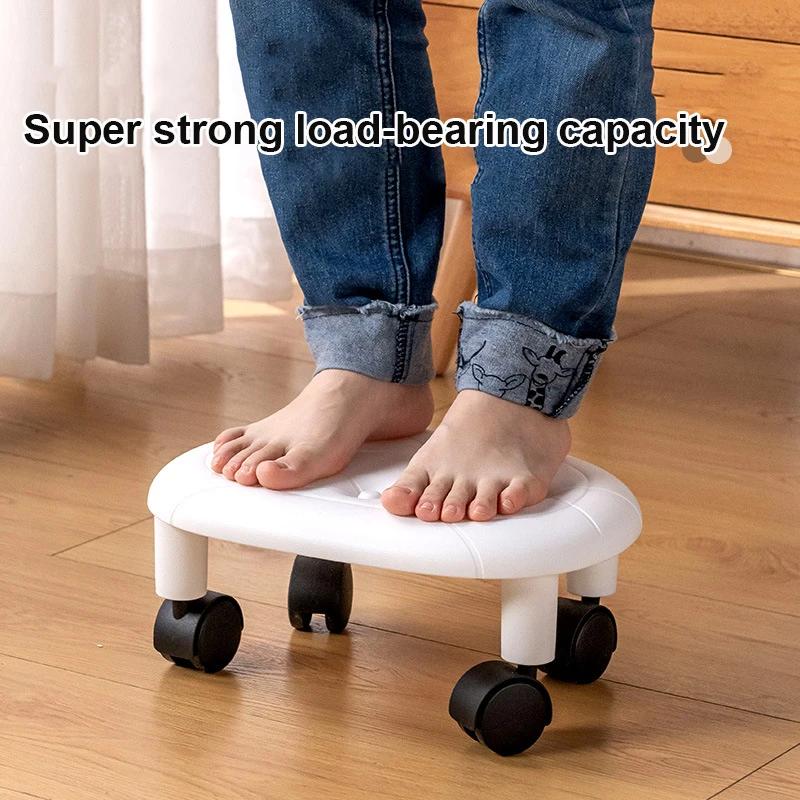 Tabouret à roulettes universel pour usage domestique, siège bas à poulie avec roulettes, tabouret mu