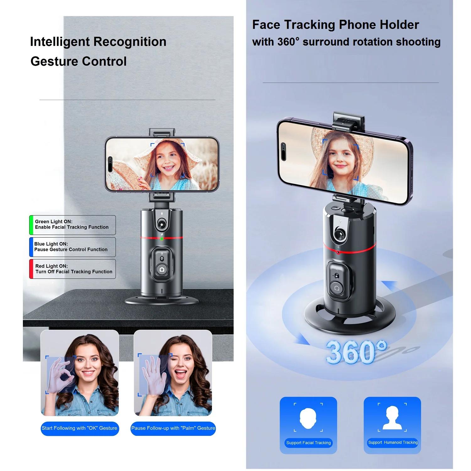 Trépied à suivi automatique du visage, rotation à 360 °, support de téléphone à suivi automatique, t