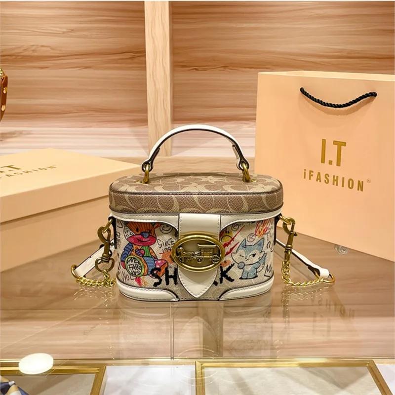 Sac à main pour femme, sac à chaîne haut de gamme, sac chariot rétro pour femme, sac cylindrique à b