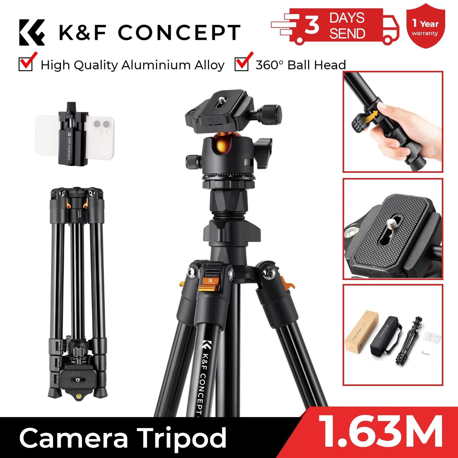 K&F CONCEPT Trépied de voyage portable pour appareil photo, trépied flexible pour vlog avec tête sph
