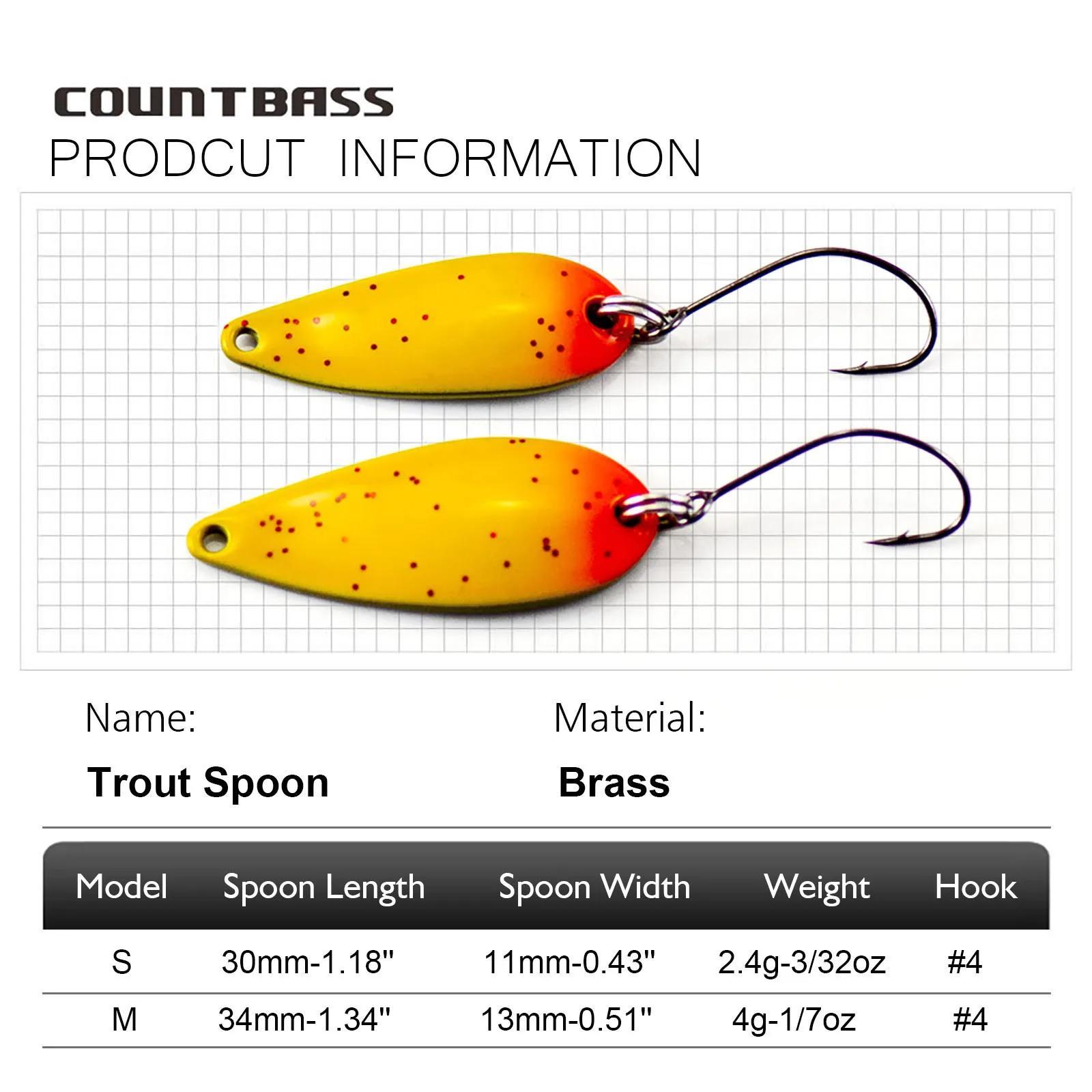 COUNTBASS – cuillères à truite, taille 2.4g et 4g, leurres de pêche, appâts métalliques pour saumon,