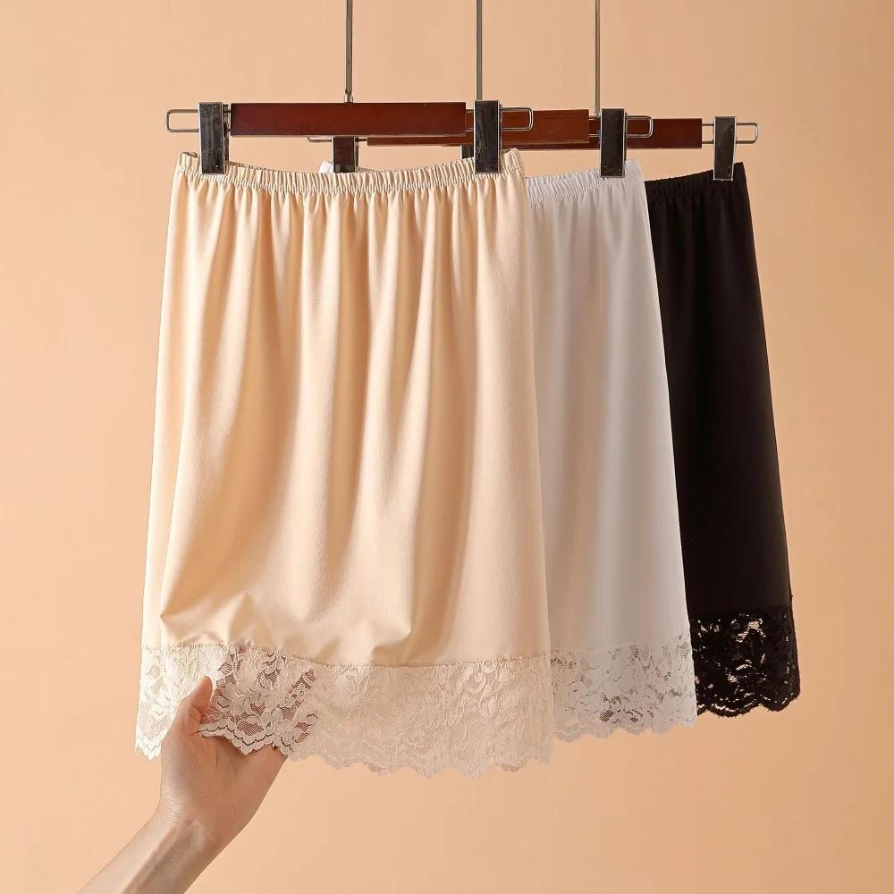 Mince glace soie Modal femme demi-longueur jupe dentelle Anti-pénétration sous-jupe Anti-éblouisseme