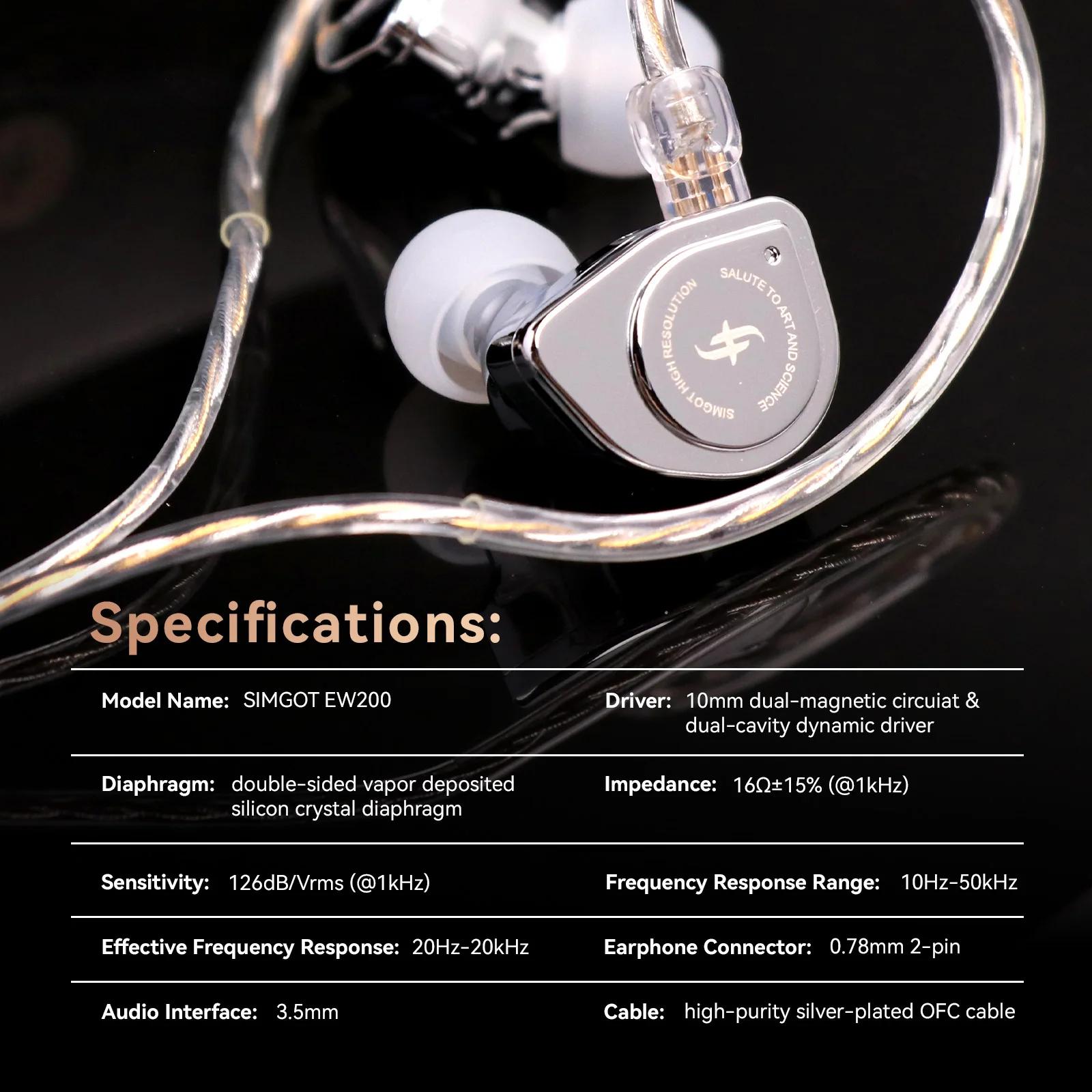 SIMGOT-Écouteurs intra-auriculaires Moo200, 10mm, diaphragme SCP, circuit magnétique et touristes, p