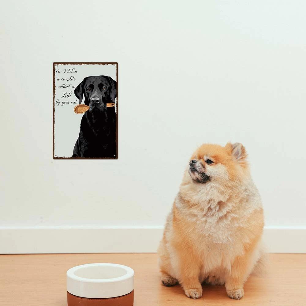 Putuo Decor-Panneau en métal chien noir, affiche d'art mural rétro pour la maison, la cuisine, le ja